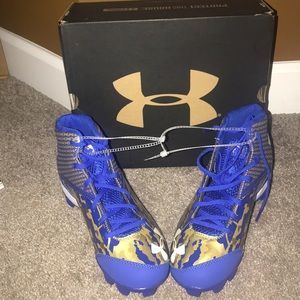 Blue and Gold Under Armor baseball cleats